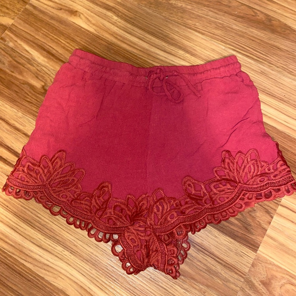 Burnt Orange Lace Shorts